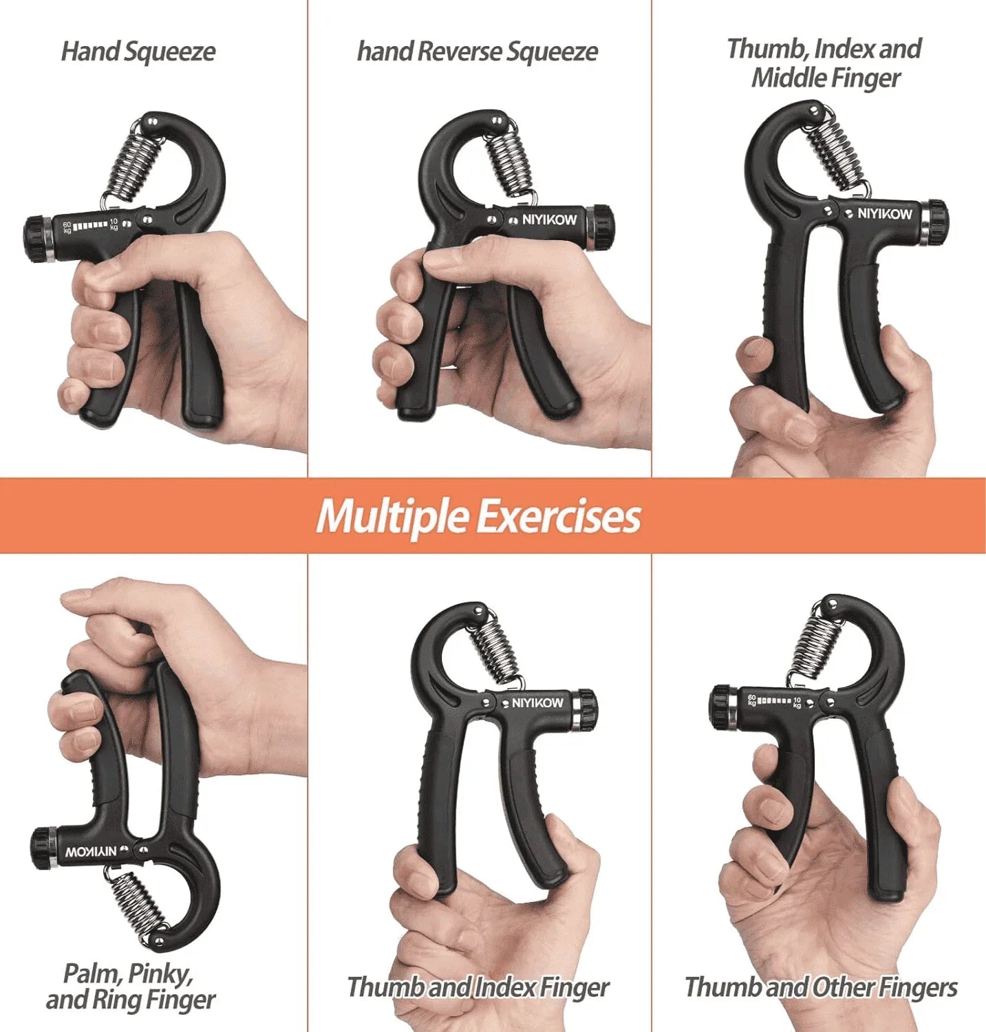 Hand Grip Exerciser Strengthener with Adjustable Resistance 11 - 132 Lbs (10 - 60kg) - Ewago
