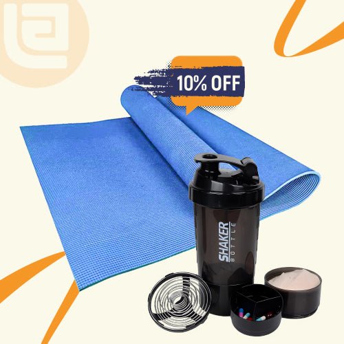 Premium Yoga Comfort Set Yoga Mat (8mm) + Protein Shaker Bottle - Ewago