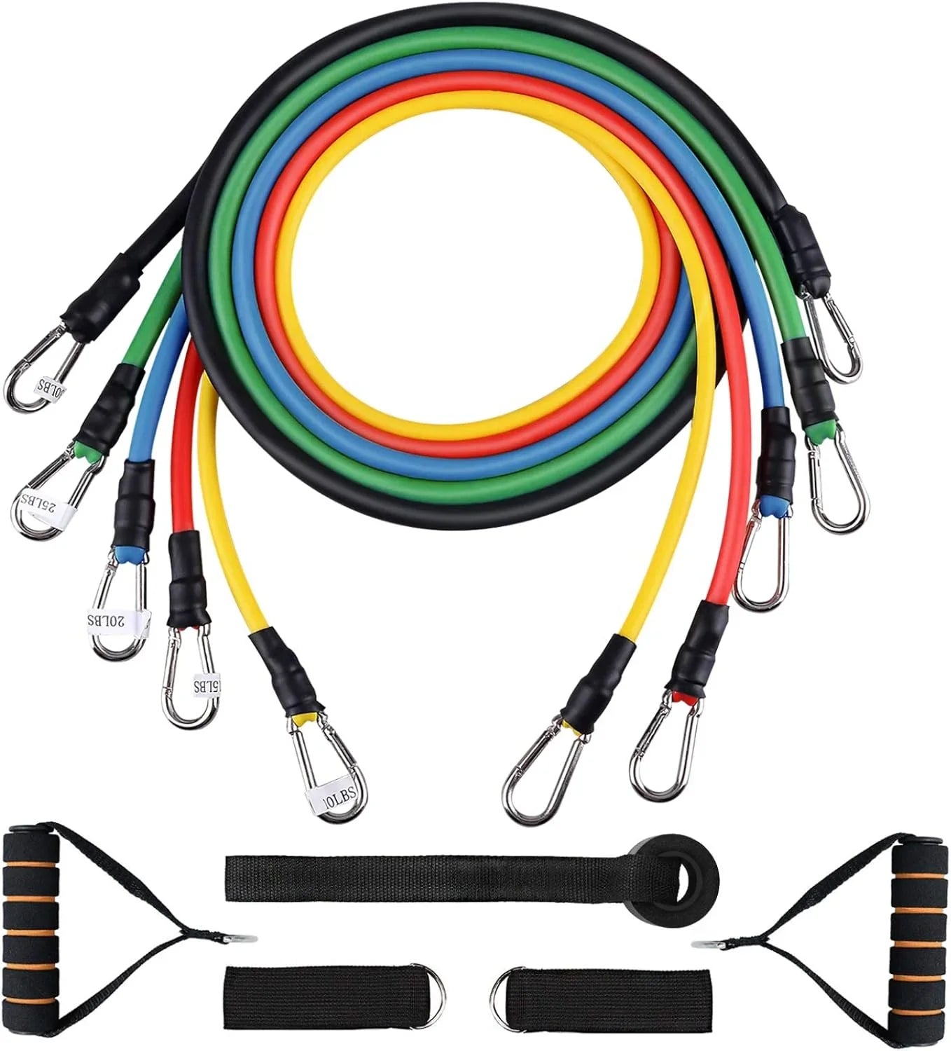 Resistance Bands, 11 Piece Bands Set with Handles for Men and Women Fitness - Ewago