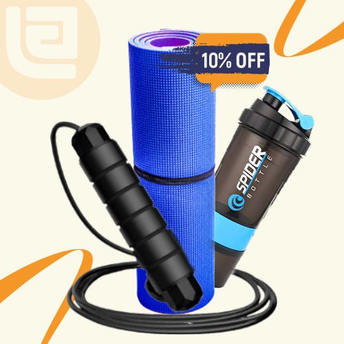 Home Gym Starter Pack Yoga Mat + Jump Rope + Protein Shaker - Ewago