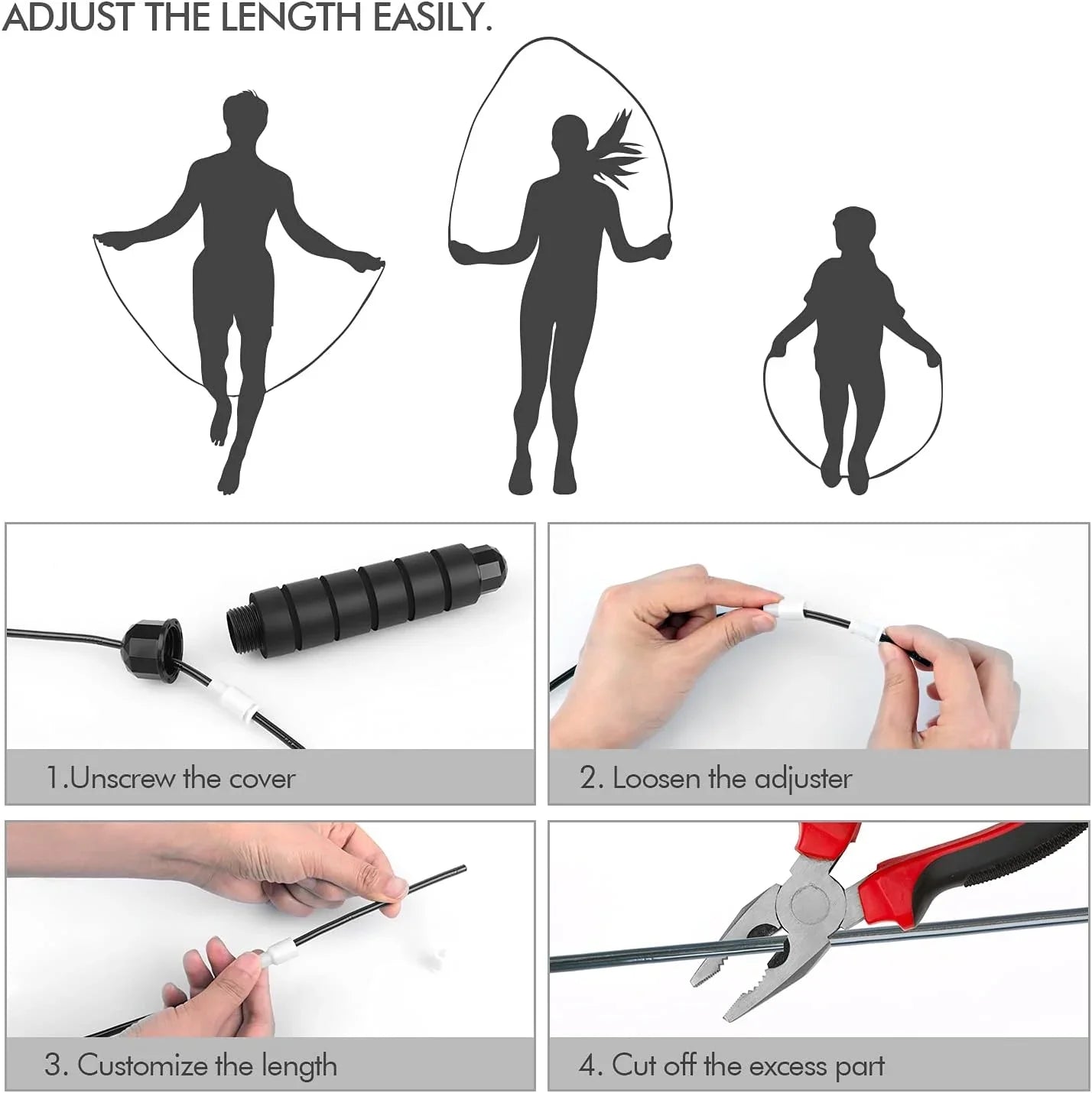 Jumping Rope for Women, Men, and Kids, Adjustable Rope - Ewago