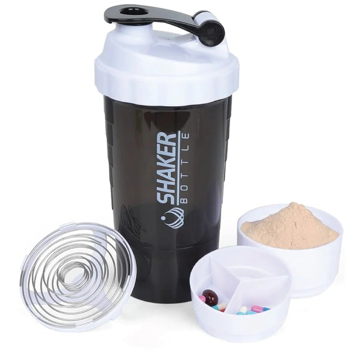 Protein Shaker Bottle 500ml – Leak - Proof Gym Mixer with Whisk - Ewago